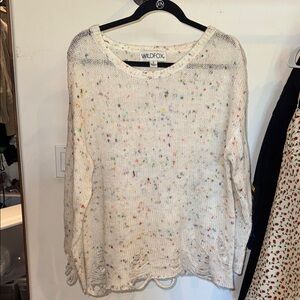 Wildfox Cream distressed Gray Long sweater